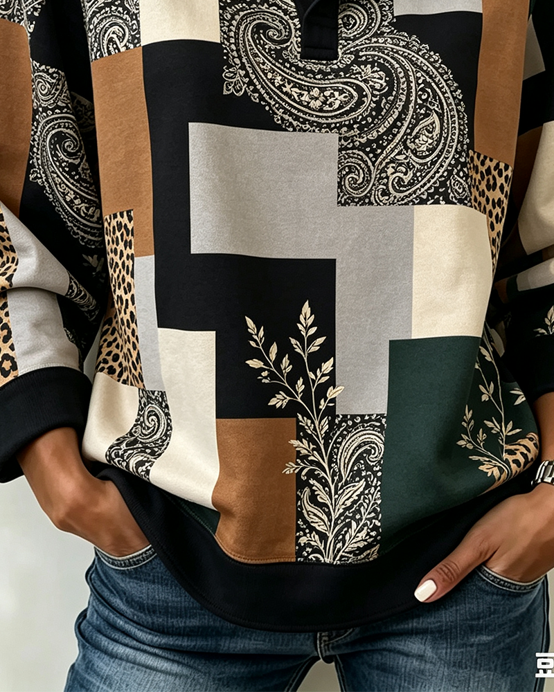 Blouse Léopard Paisley Bloc De Couleur