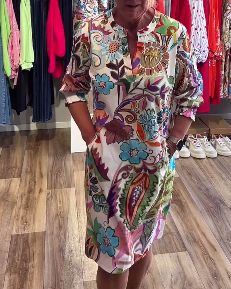 Robe Col Montant Fleuri