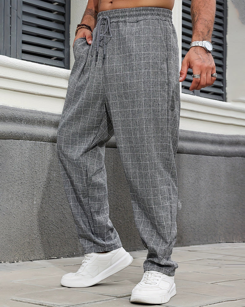 Pantalons Homme Carreaux Cordon Poche
