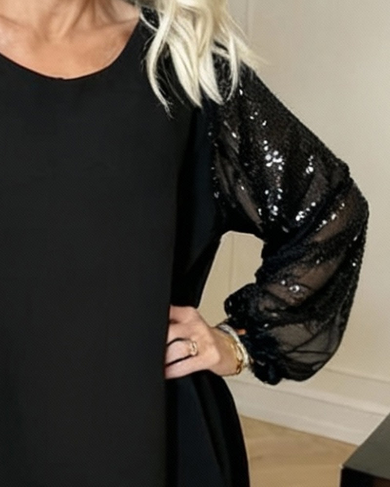 Robe Ample À Manches Lanterne Et Col Rond