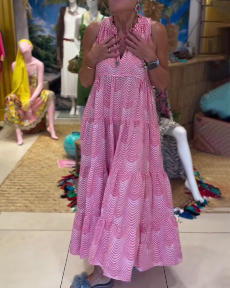 Robe Sans Manches Col V Nuque Étagée
