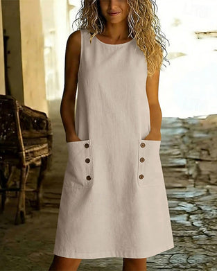 Robe Unie Poche Sans Manches Tank