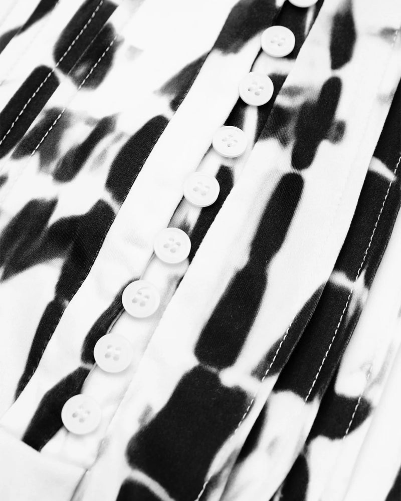 Robe col V boutonnée imprimée