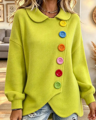 Manteau Revers Contraste Boutonné Croisé