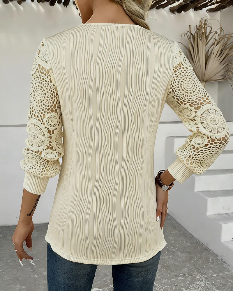 Blouse Manche Longue Dentelle Vague
