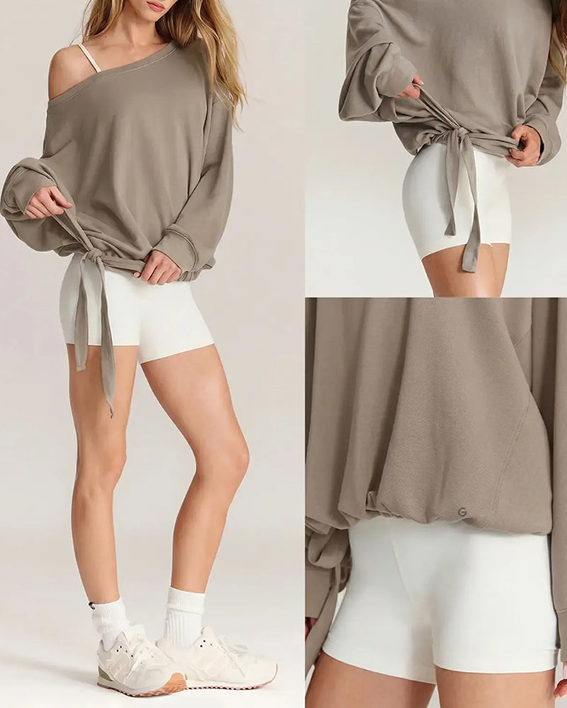 Sweatshirt Une Épaule Cordon Lâche