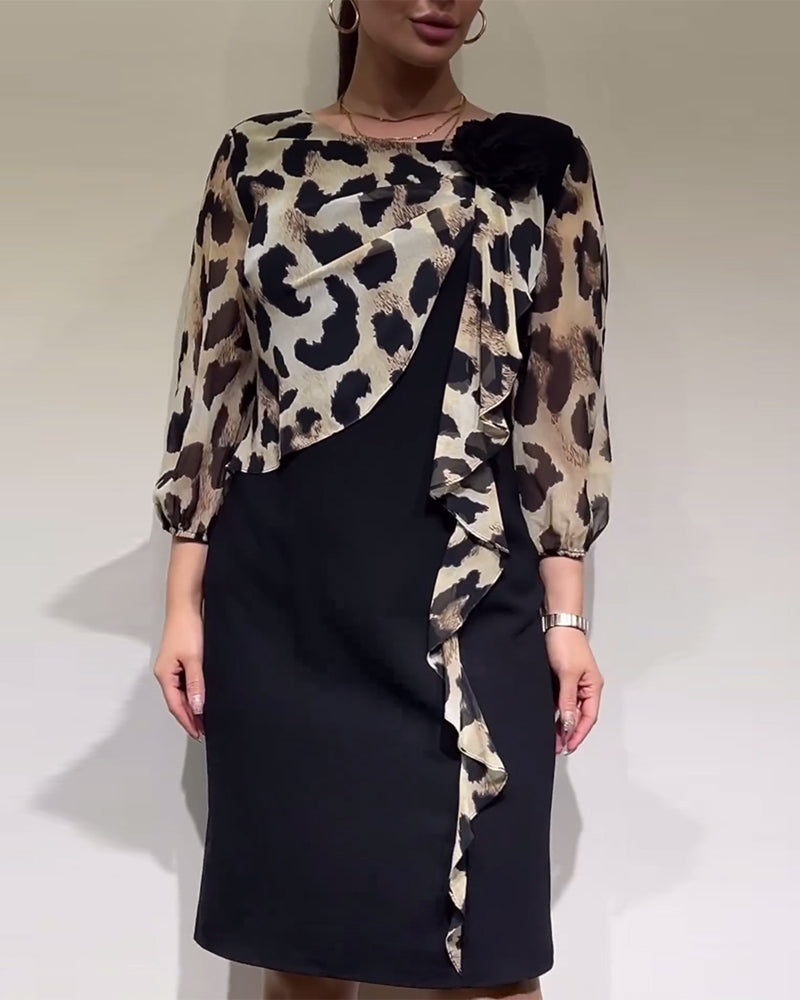 Robe patchwork imprimé léopard