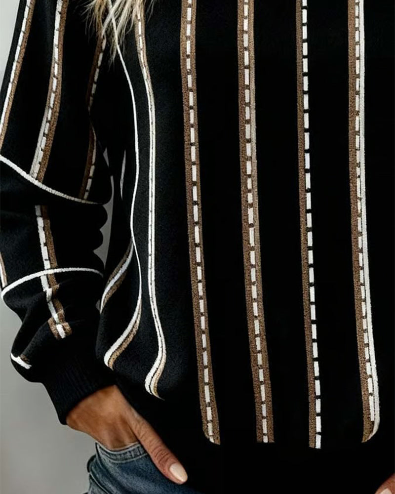 Sweat À Rayures Verticales Et Col Rond