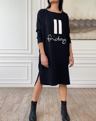 Robe simple imprimée fendue sur le côté