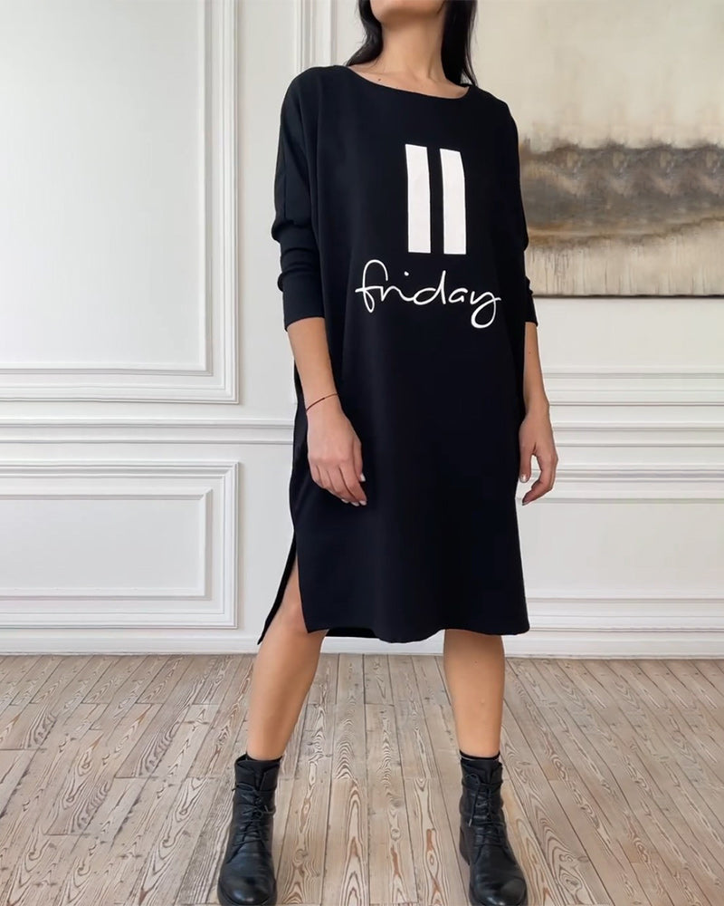 Robe simple imprimée fendue sur le côté