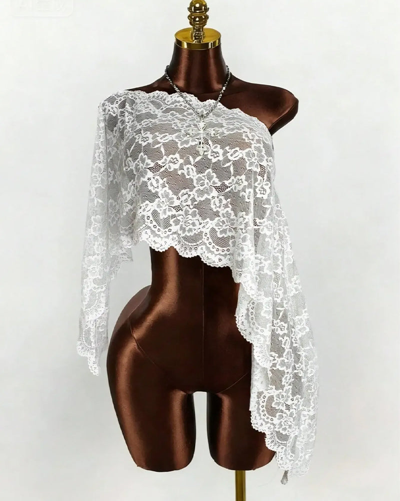 Cover-Ups Sheer Dentelle Manches Longues