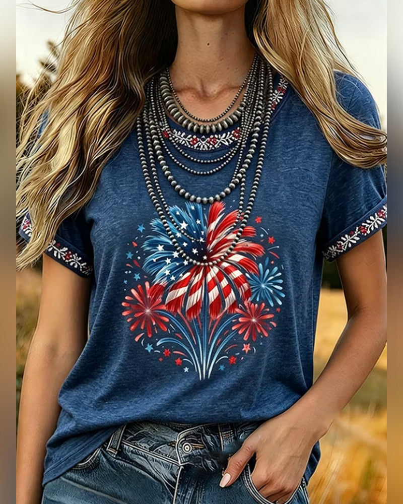 T-Shirt Imprimé Feu D'artifice À Bloc De Couleur