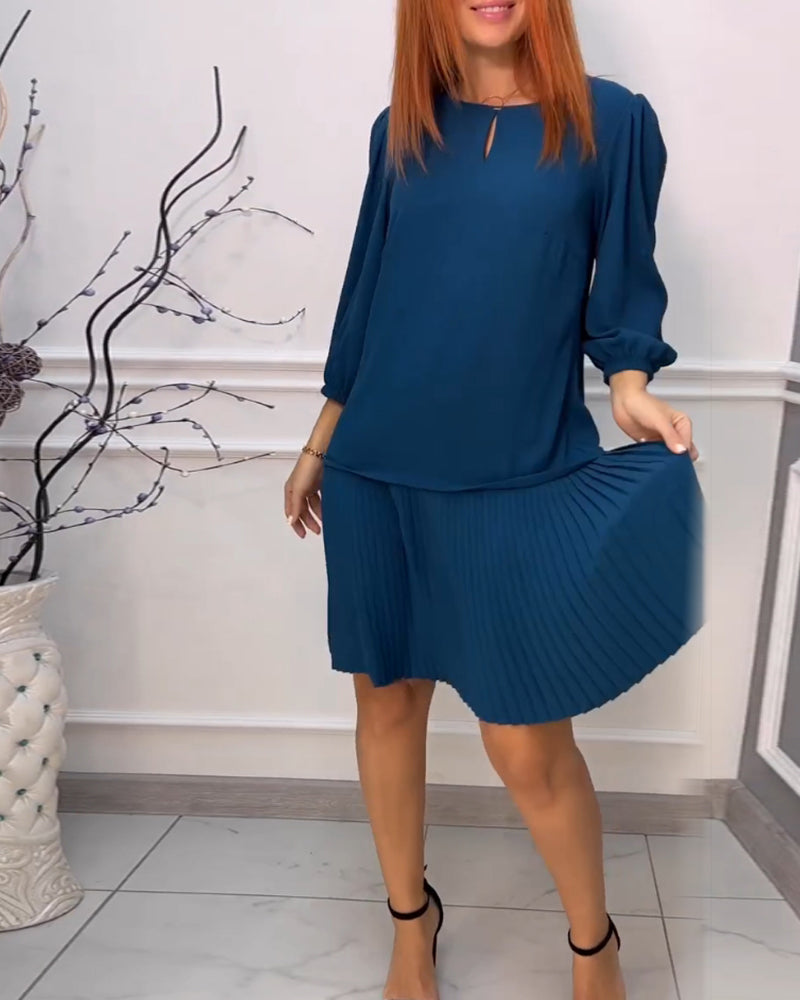 Robe plissée couleur unie patchwork