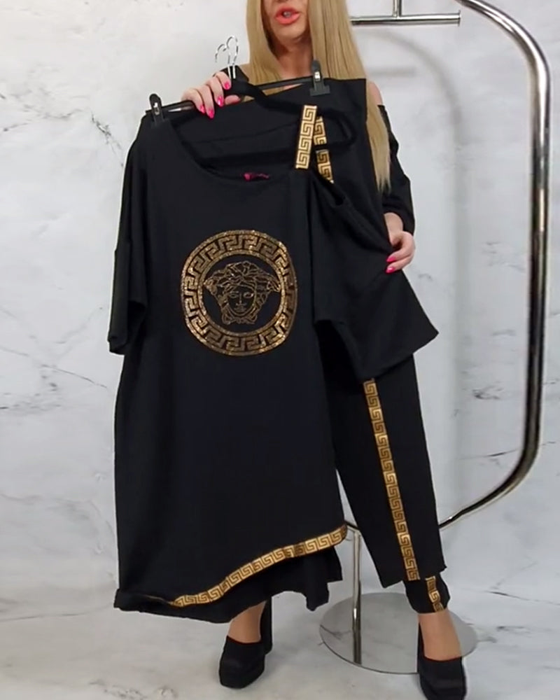 Costume deux pièces décontracté à imprimé irrégulier