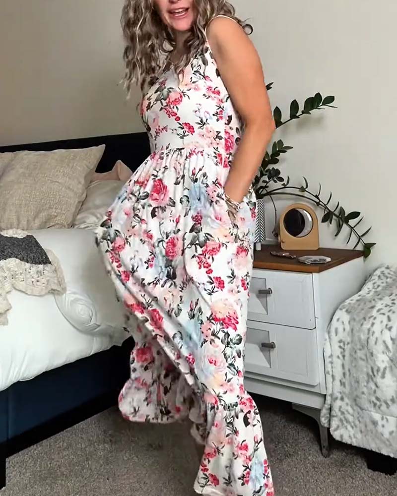 Robe Rayée Sans Manches Jupe Ample