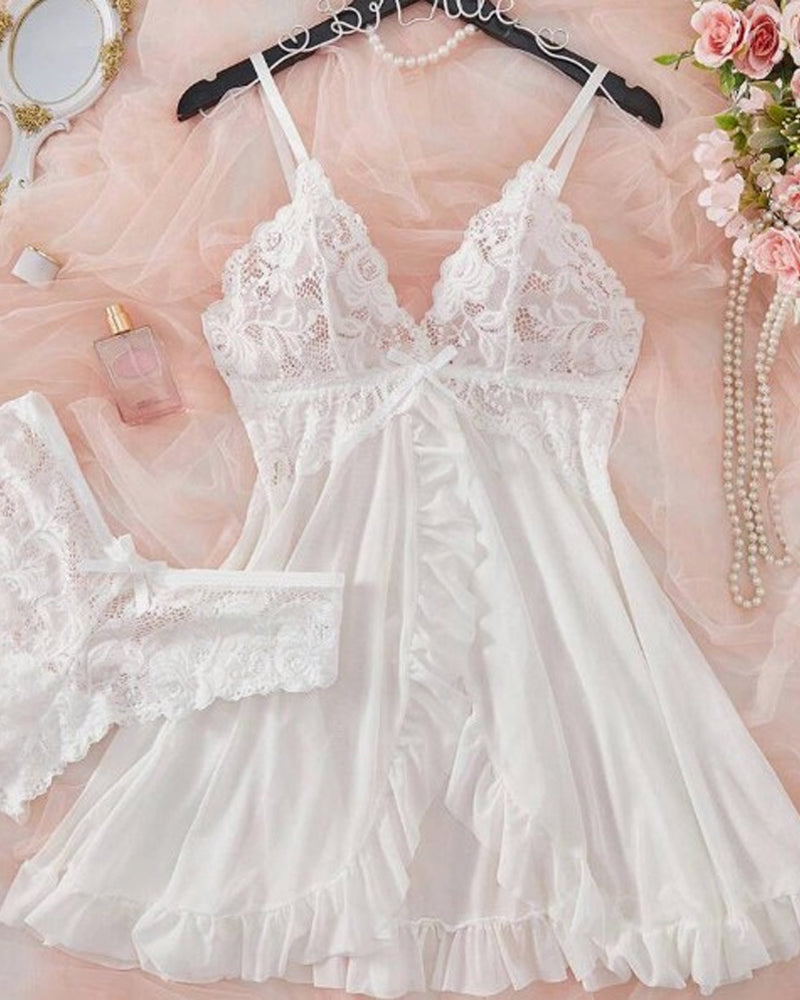 Ensemble De Nuisette Sexy En Mesh Transparent