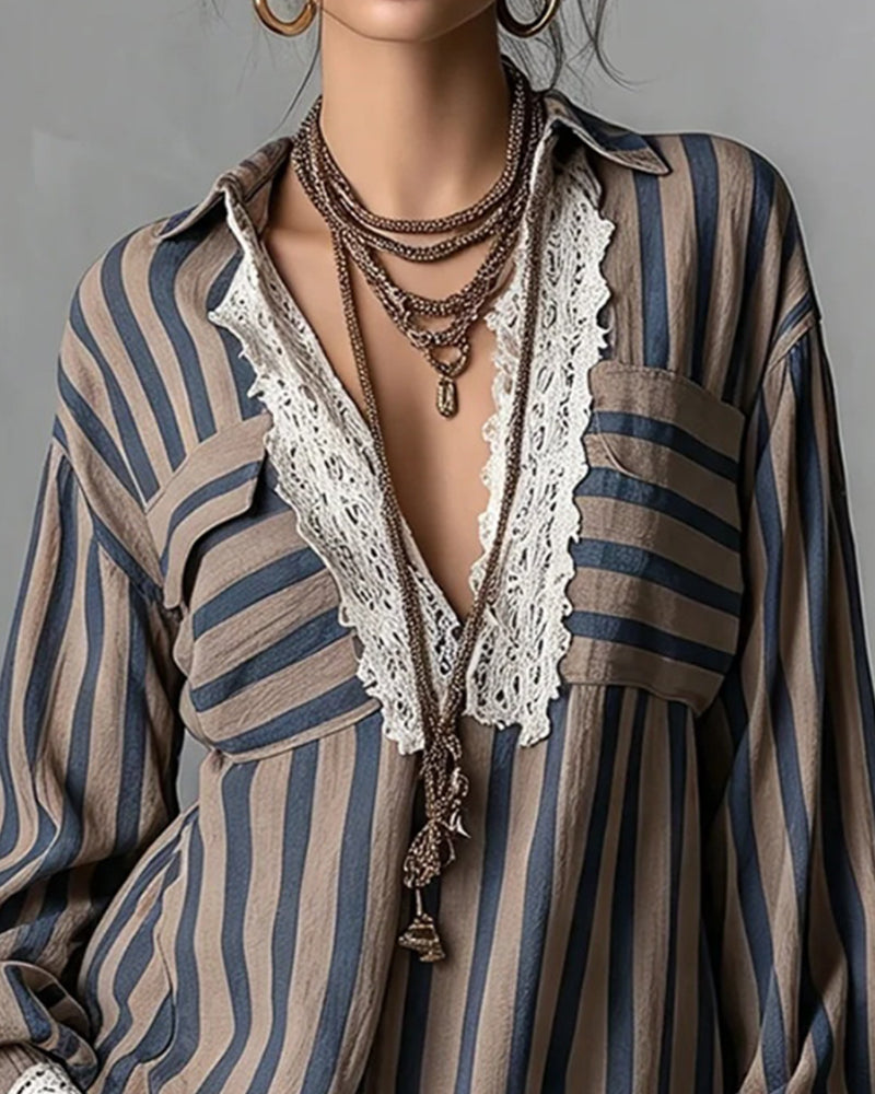 Robe Décontractée Rayure Mode