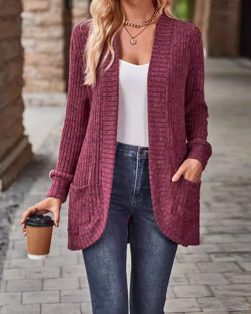 Manteau Brossé Décontracté Manche-Longue