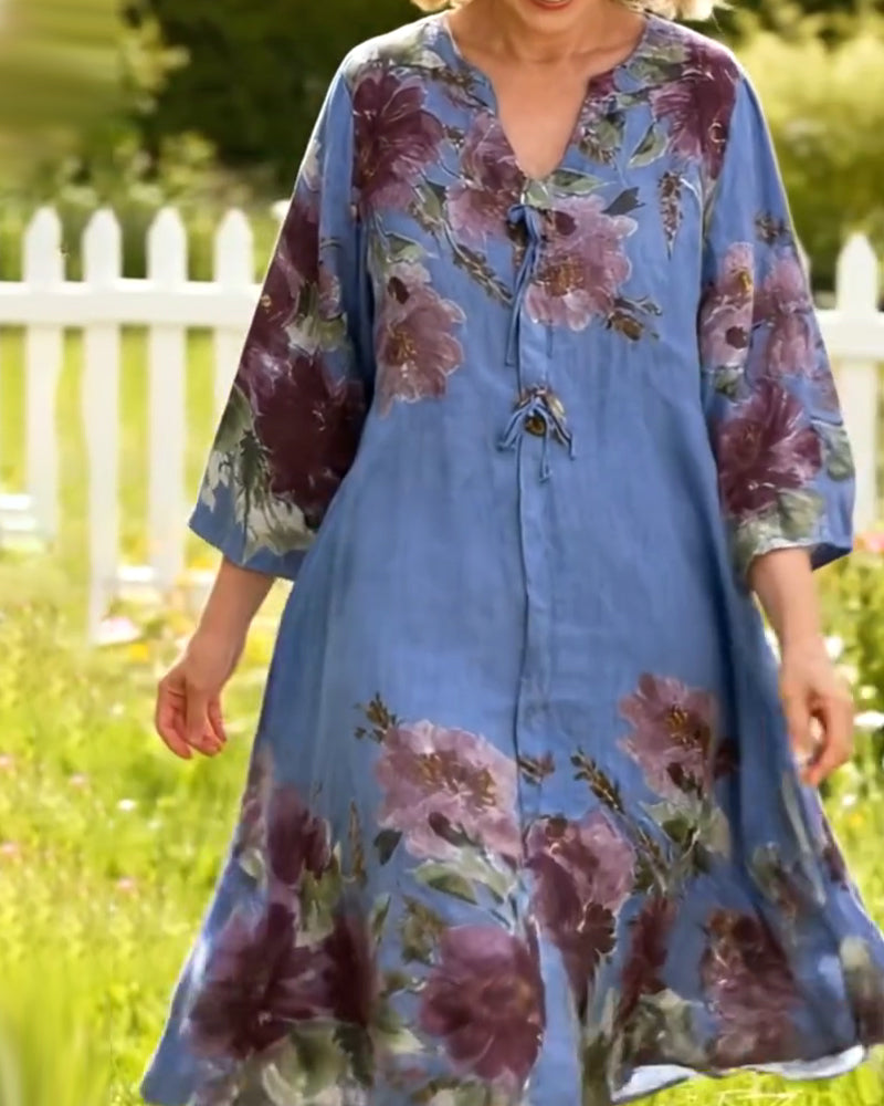 Robe Col V À La Mode Décontracté Floral