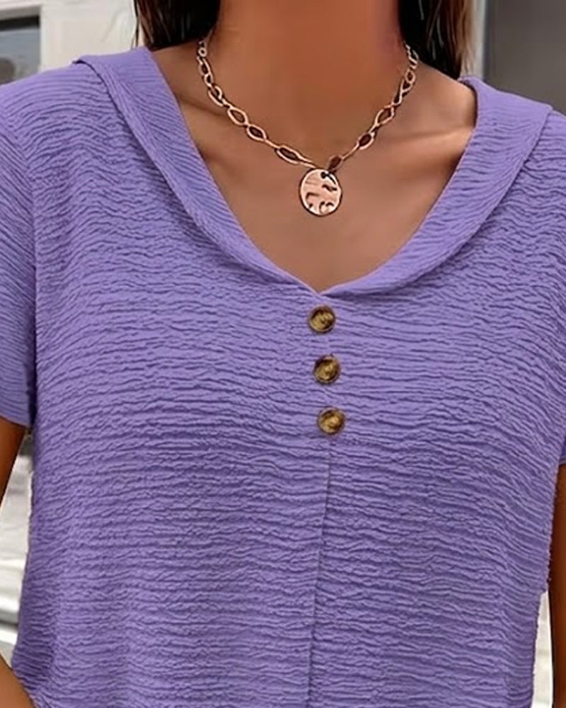 T-Shirt Col Peter Pan Trois Boutons