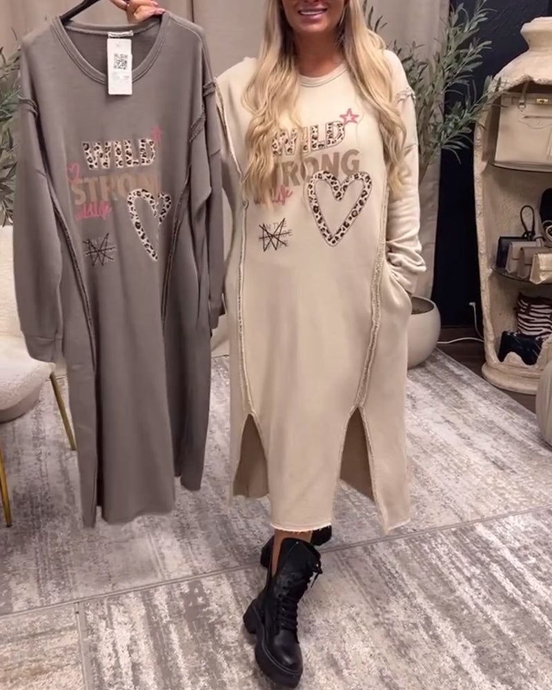 Robe ample imprimée à manches longues