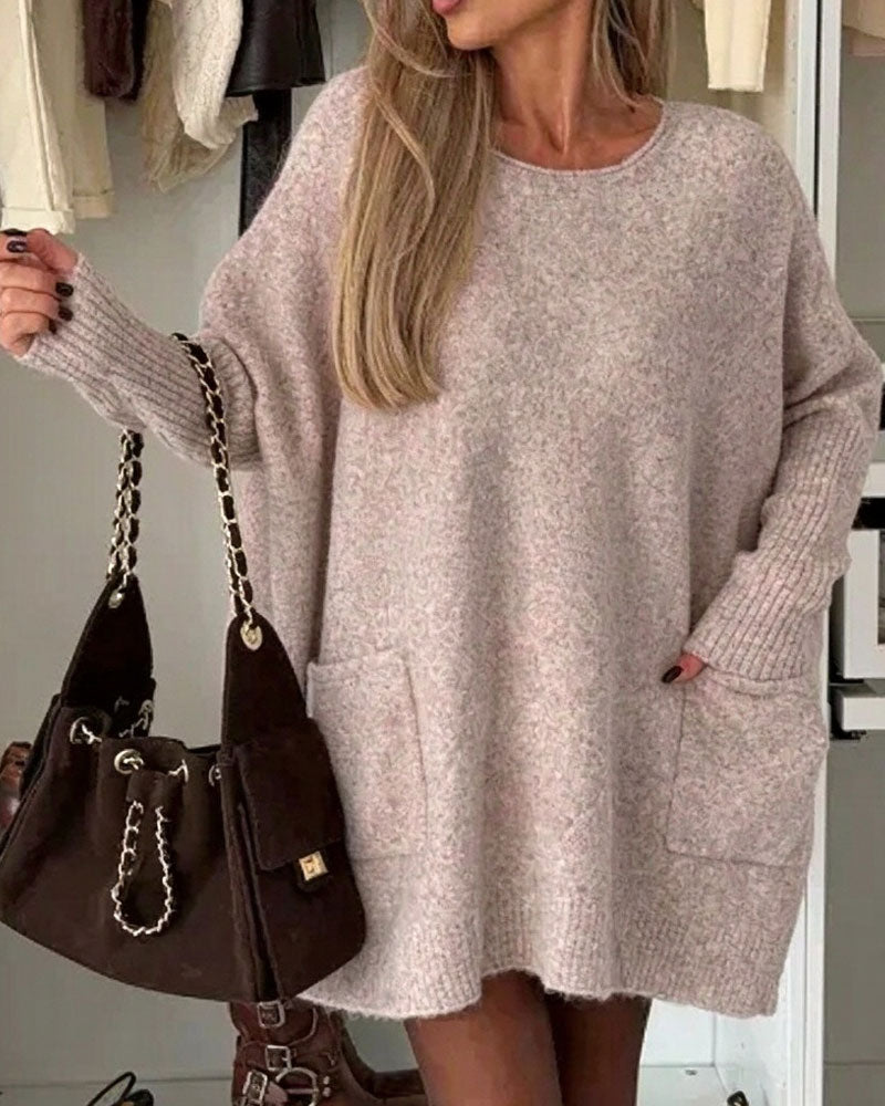 Pull Col Rond Pull Poche Loose