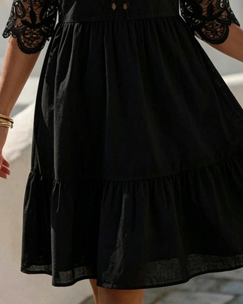 Robes Dentelle Off-Shoulder À Volants Court