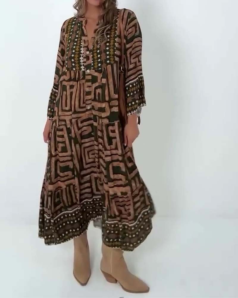 Robe Ethnique Imprimé Géométrique