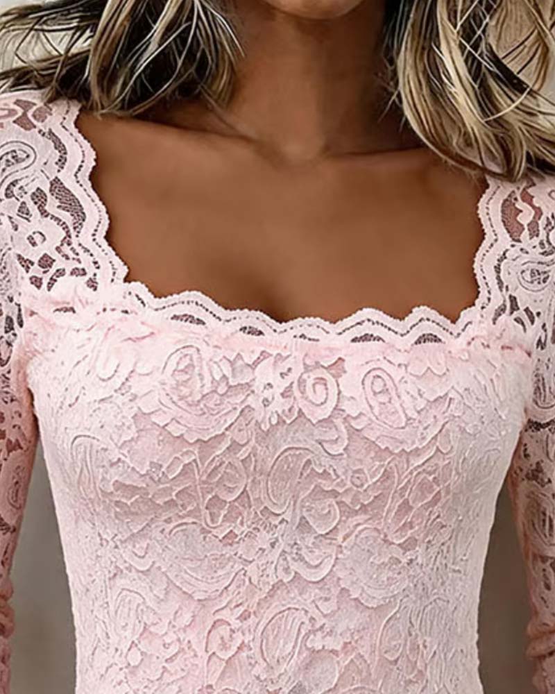 Chemisier Col Carré Dentelle Patchwork