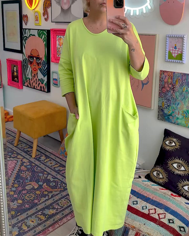 Robe Manches Courtes Poche T-Shirt