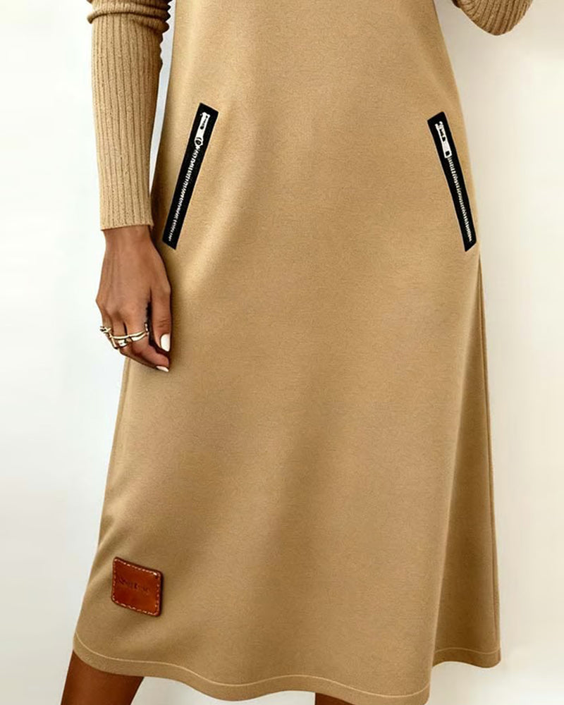 Robe Droite À Revers Avec Demi-Zip