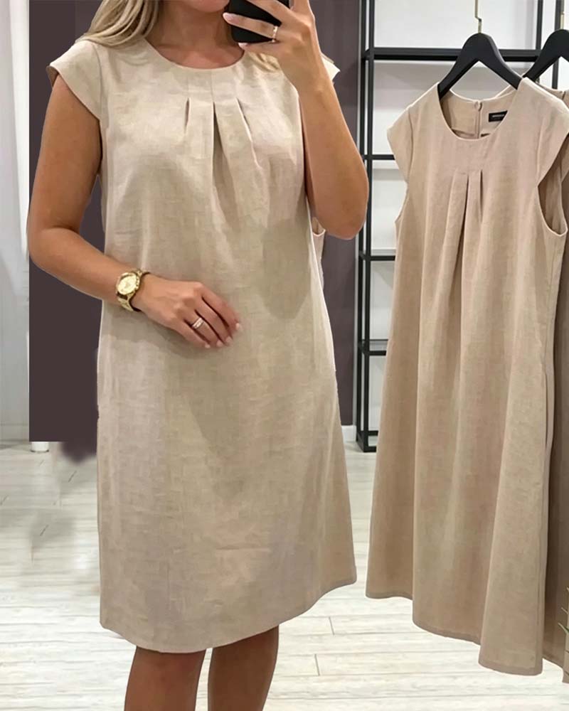 Robe Manche Papillon Col Rond Fourreau