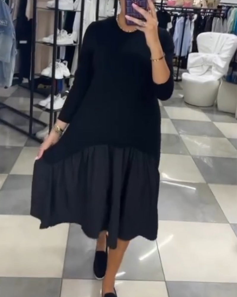 Robe patchwork décontractée avec volants