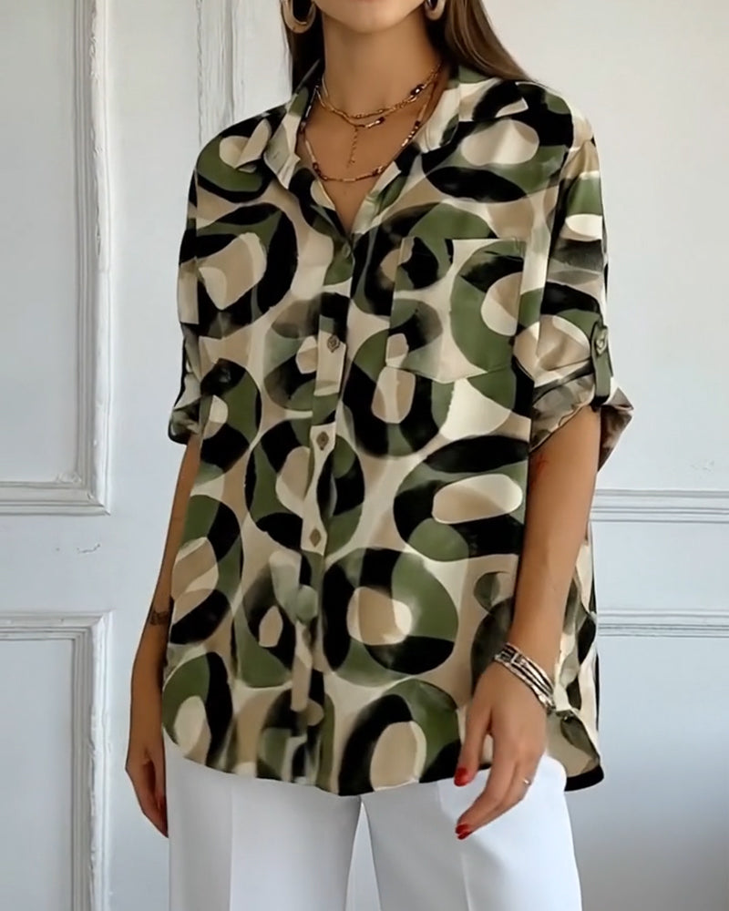 Chemise Imprimé Circulaire Coupe Décontractée
