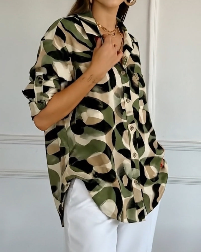 Chemise Imprimé Circulaire Coupe Décontractée
