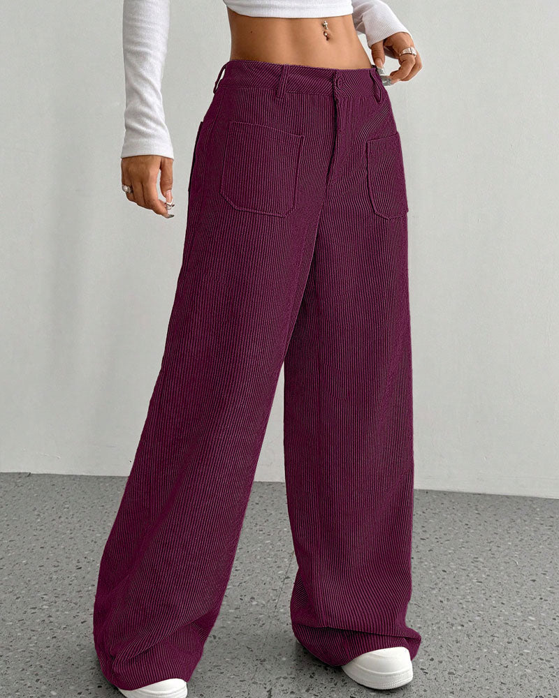 Pantalon Devant Dos Poche Unie Jambe Droite Long