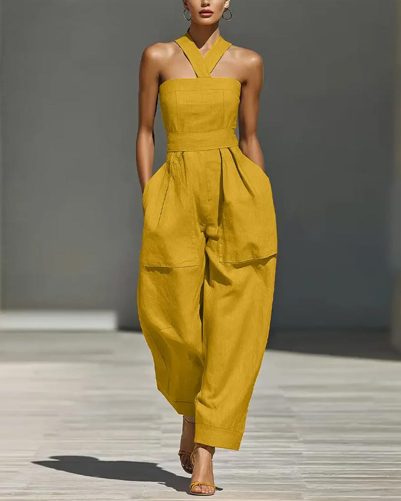 Combinaison Col Halter Décolleté Épaules Larges
