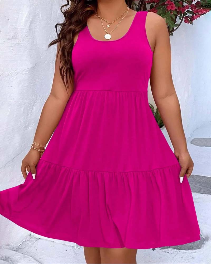 Robe Double Couche À Volants Superposés Débardeur