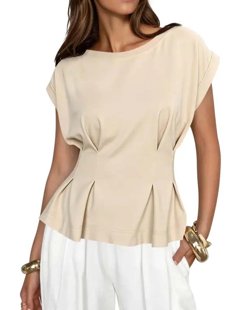 T-Shirt Manche Cape Froncé Taille
