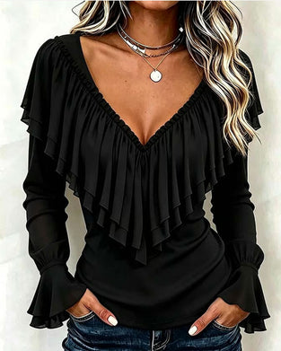 Blouse À Volants Et Manches Cloche