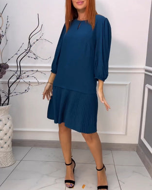 Robe plissée couleur unie patchwork