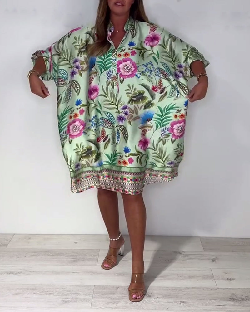 Robe Col montant Vacances Florale