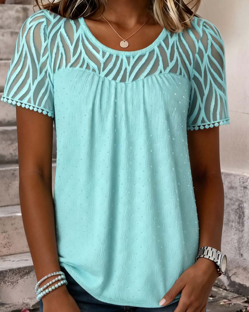 Blouse Mesh Patchwork Unie