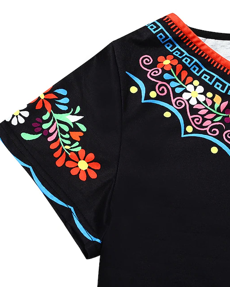 Robe au style rétro et à manches courtes