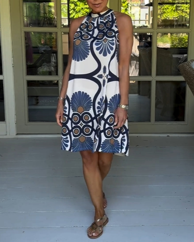 Robe imprimée vintage à col licou