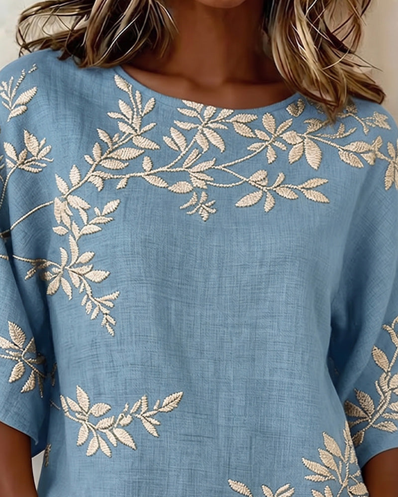 Blouse Col Rond Manches Chauve Souris Rayée