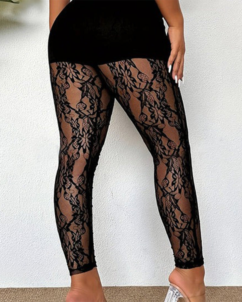 Pantalon Sheer Dentelle Slim