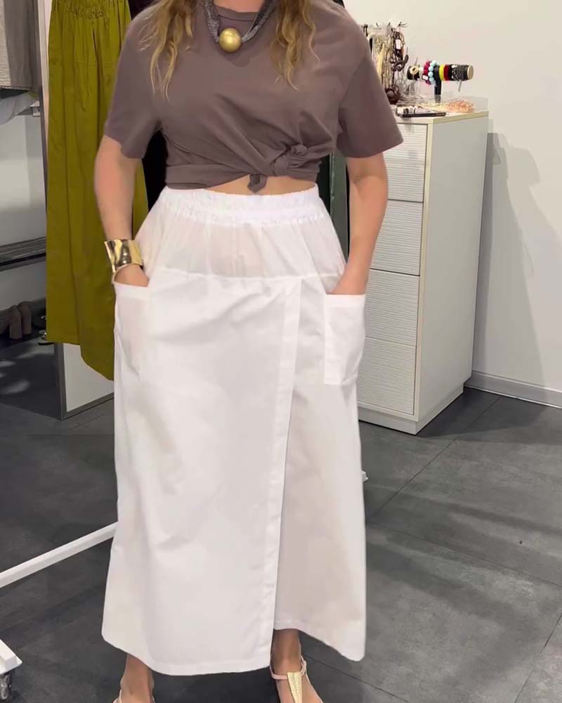 Pantalon Décontracté Style Tablier Cheville