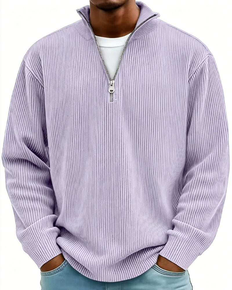Sweatshirt Homme Fermeture Éclair Col Manche Longue