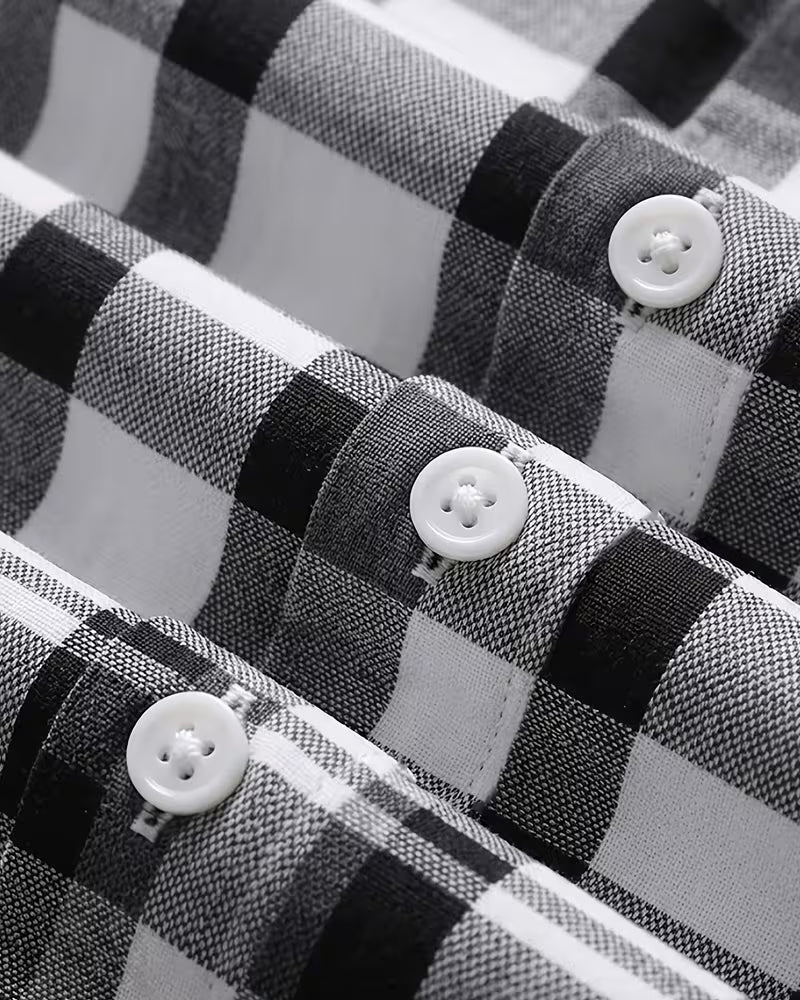 Chemise Revers À Carreaux Manches Courtes Décontractée